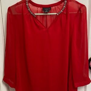Liz Claiborne Red Career Petite M Top